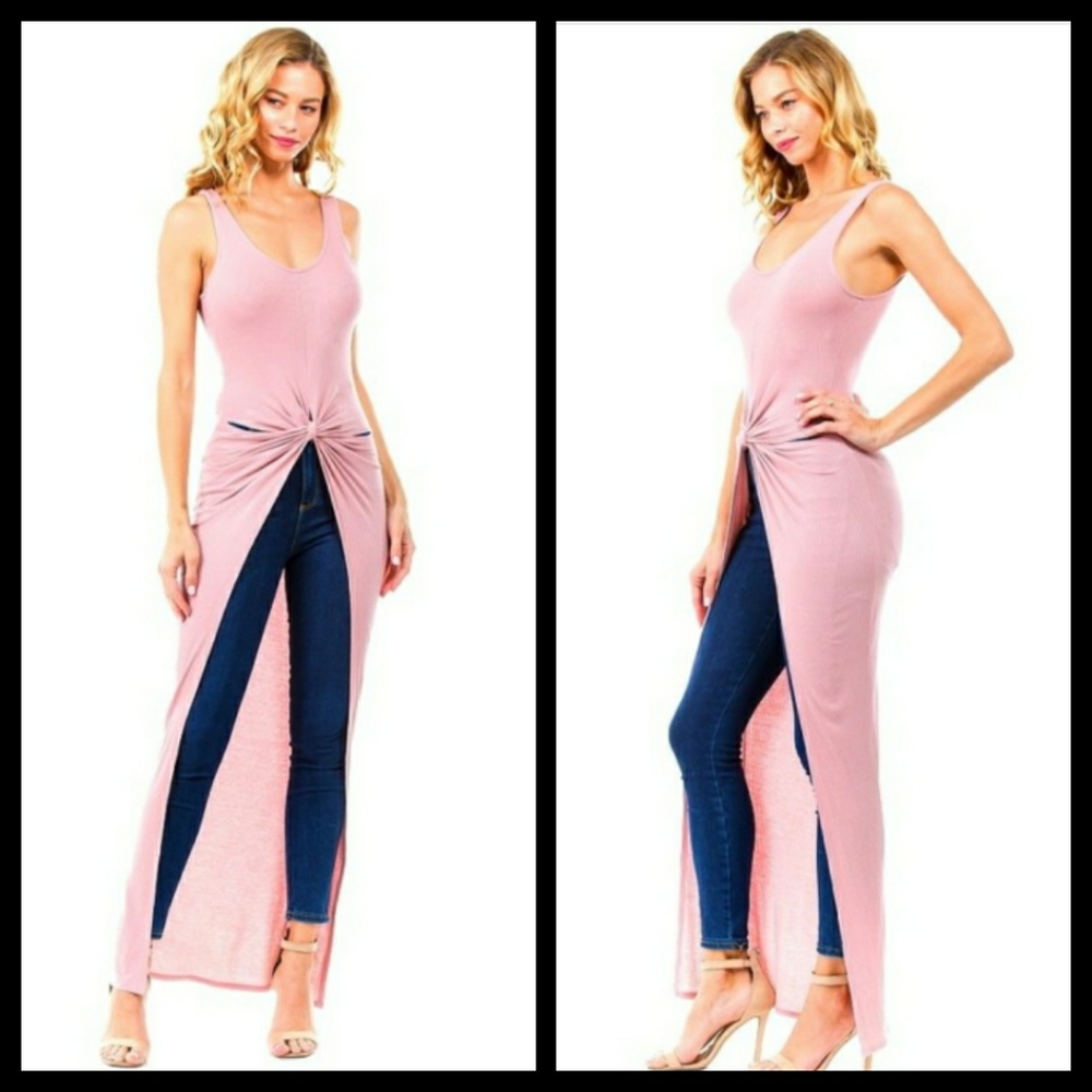 Blush Pink Open Maxi Dress